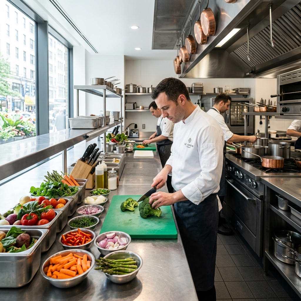 Bright Restaurant Kitchen Background